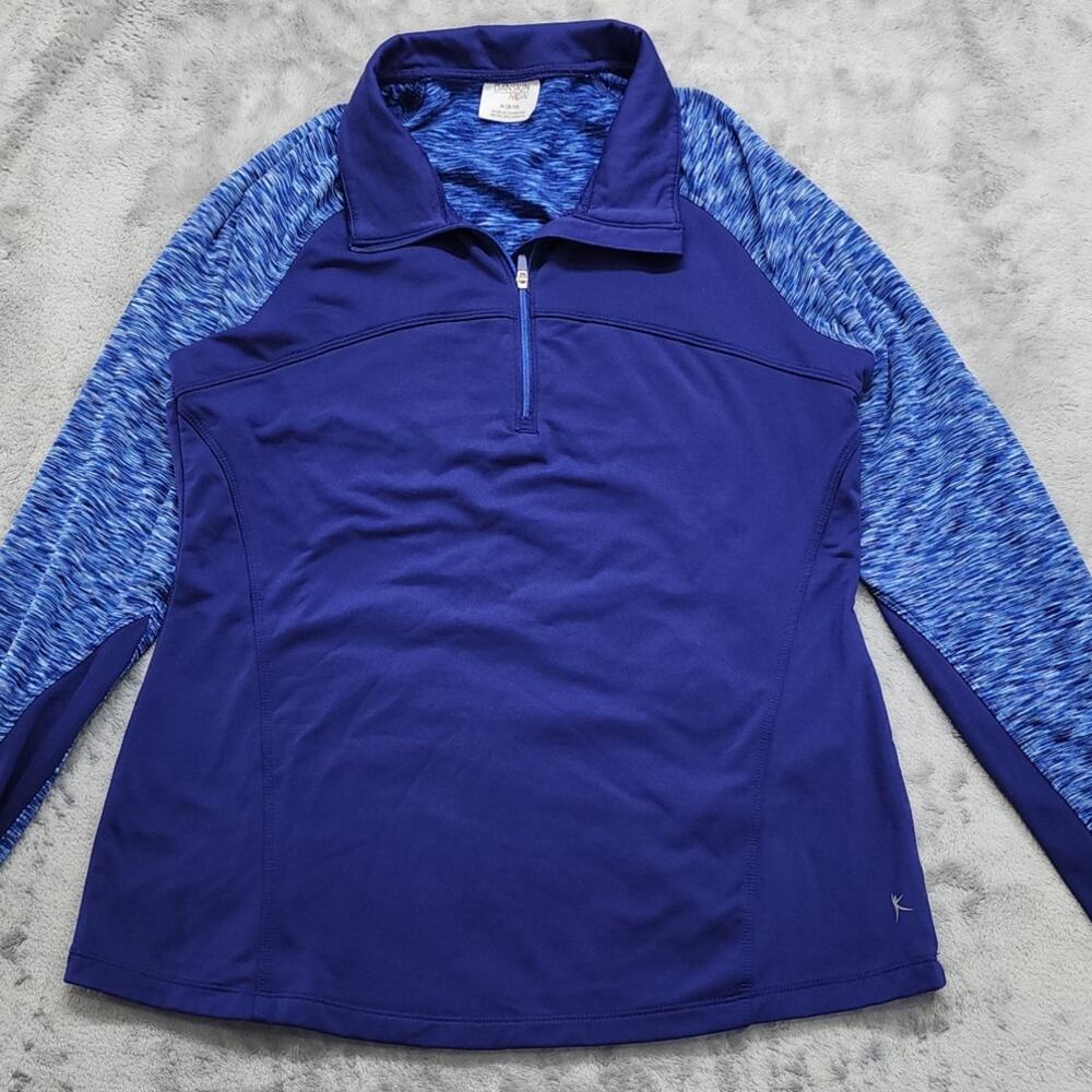Danskin Now Jacket Womens M Blue 1/4 Zip Long Sleeve Thumbholes Pullover Workout - Picture 2 of 12